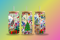 Christmas glass tumbler with straw