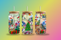Christmas glass tumbler with straw