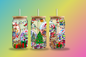 Christmas glass tumbler with straw