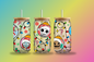 Christmas glass tumbler with straw